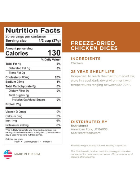 Pollo Liofilizado Nutristore 520g - Alimento de Emergencia Pollo Liofilizado Nutristore 520g - Alimento de Emergencia