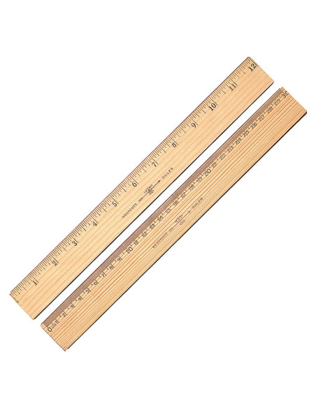 Regla de Madera Westcott 30.48 cm con Bisel Metálico Doble Cara Regla de Madera Westcott 30.48 cm con Bisel Metálico Doble Cara