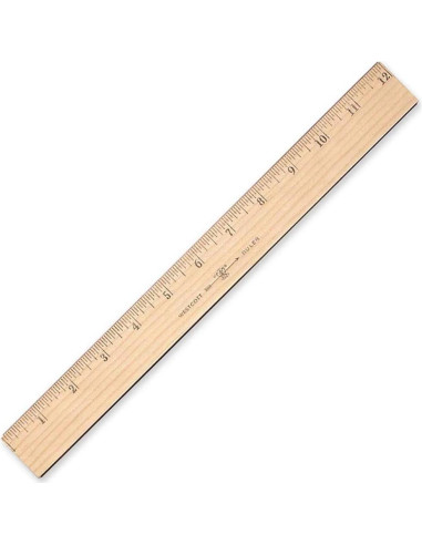 Regla de Madera Westcott 30.48 cm con Bisel Metálico Doble Cara