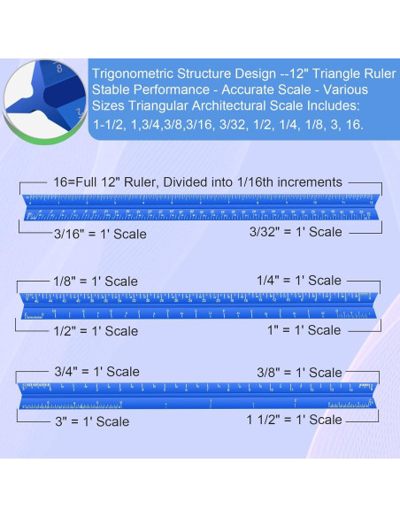 Regla de Escala Arquitectónica Rocoto 33cm Aluminio Azul Regla de Escala Arquitectónica Rocoto 33cm Aluminio Azul