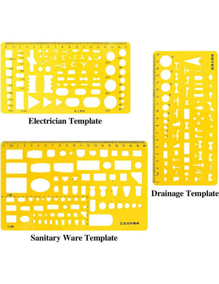 Kit de Plantillas Geométricas Swpeet 18 Piezas con Lápices Kit de Plantillas Geométricas Swpeet 18 Piezas con Lápices