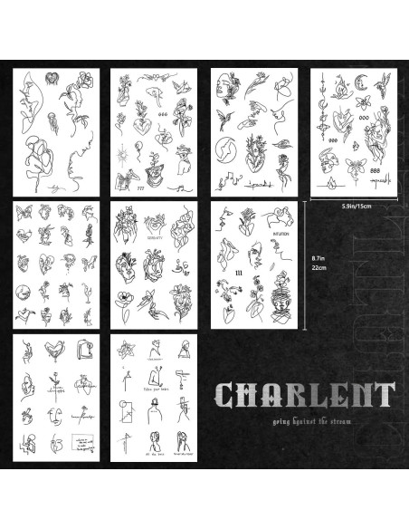 Tatuajes Temporales CHARLENT - 105 Pcs Arte Abstracto Minimalista Tatuajes Temporales CHARLENT - 105 Pcs Arte Abstracto Minimalista