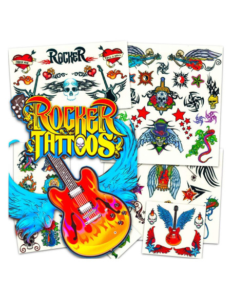 Set de Tatuajes Temporales Rock Star - 50 Diseños Coloridos Set de Tatuajes Temporales Rock Star - 50 Diseños Coloridos