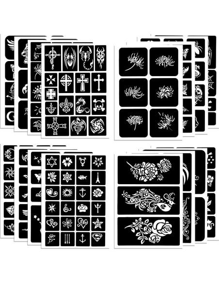 Kit de Plantillas de Tatuajes de Henna Qpout - 16 Hojas Kit de Plantillas de Tatuajes de Henna Qpout - 16 Hojas