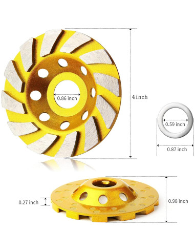 Juego de 3 muelas de copa diamante HRLORKC 10,16 cm