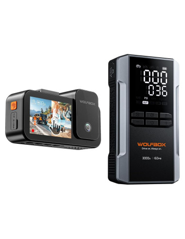 Cámara Dash 3 Canales 4K WOLFBOX X5 + Arrancador 3000A