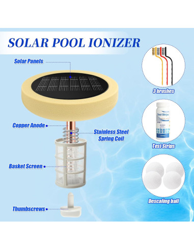 Ionizador Solar de Piscina Qualirey 45,000 Galones Amarillo
