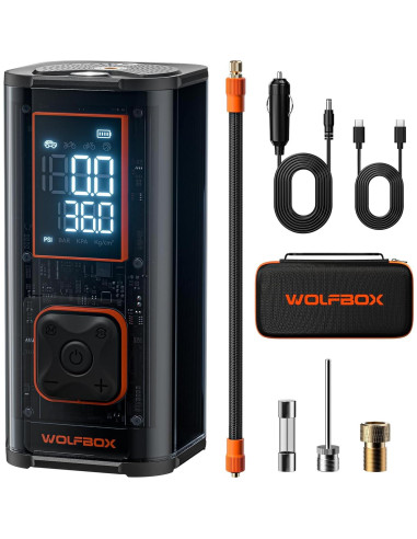 Compresor de Aire Portátil Wolfbox 12000mAh 150PSI Doble Cilindro