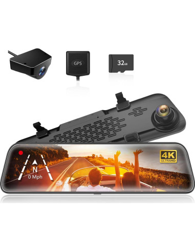 Cámara Espejo WOLFBOX G840S 4K con Kit de Conexión Dura