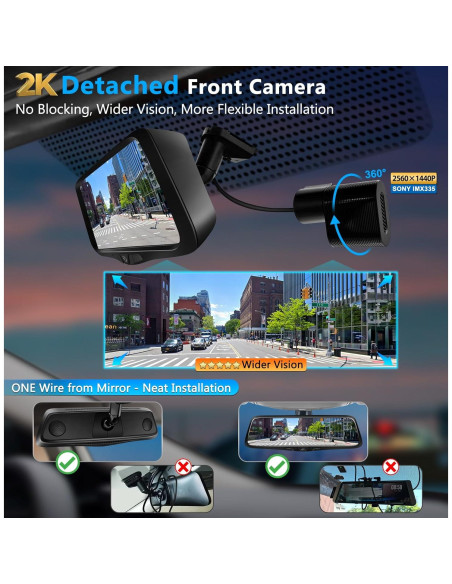Cámara de Espejo Retrovisor PORMIDO 2K con GPS y Tarjeta 64GB Cámara de Espejo Retrovisor PORMIDO 2K con GPS y Tarjeta 64GB