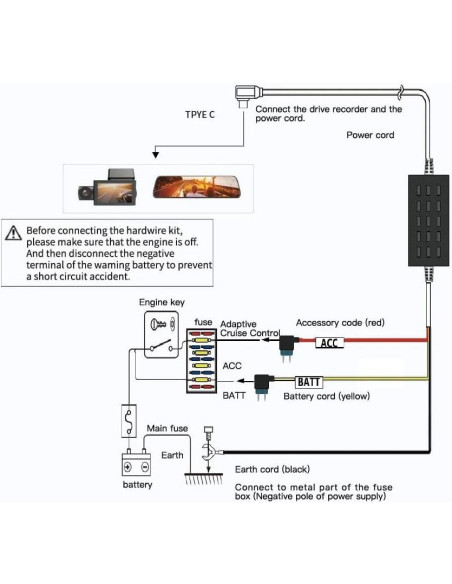 Cámara Espejo WOLFBOX G930 4K + Kit Cableado USB Tipo C 3.5m Cámara Espejo WOLFBOX G930 4K + Kit Cableado USB Tipo C 3.5m