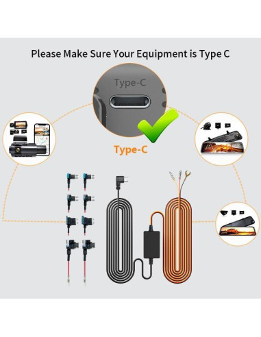 Cámara Espejo WOLFBOX G930 4K + Kit Cableado USB Tipo C 3.5m