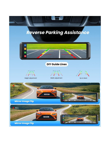 Cámara de Espejo Retrovisor 4K Boscamplus con CarPlay y Android Auto