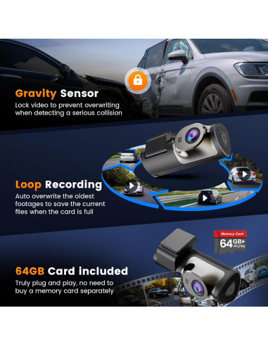 Cámara Dash 4K Delantera y 1080P Trasera DAQICHENG