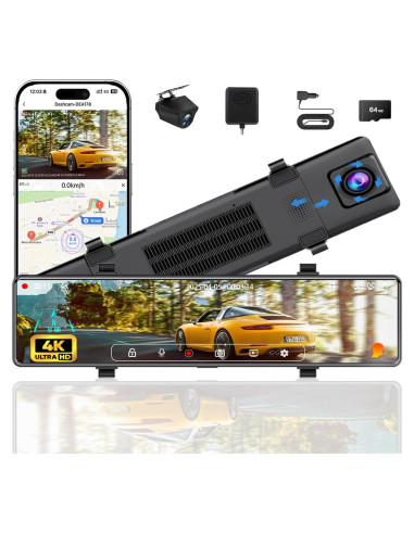 Cámara de tablero espejo 4K Aprilboy con GPS y WiFi