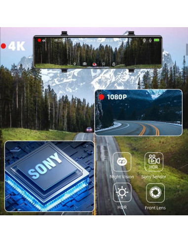 Cámara de tablero espejo 4K Aprilboy con GPS y WiFi