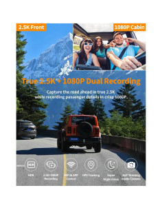 Cámara Dash Dual Juscar G60 2.5K + 1080P WiFi GPS 2