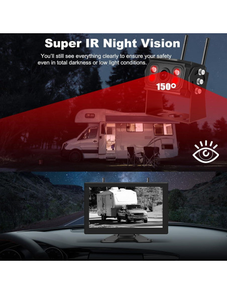 Cámara de Respaldo Inalámbrica Xrizuo 10" HD 1080P IP69 Cámara de Respaldo Inalámbrica Xrizuo 10" HD 1080P IP69