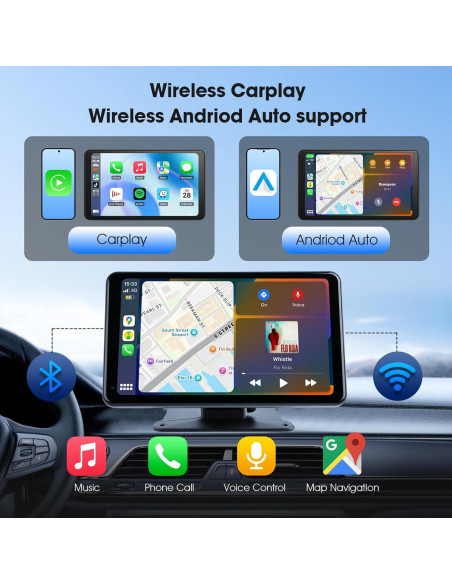 Estéreo de Coche Inalámbrico Haudio 7" con CarPlay y GPS Estéreo de Coche Inalámbrico Haudio 7" con CarPlay y GPS
