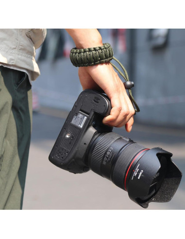Correa de Muñeca Paracord Verde Militar para Cámara DSLR