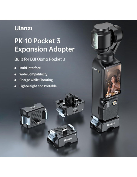 Adaptador de Carga ULANZI PK-10 para DJI Osmo Pocket 3 - Tipo-C Adaptador de Carga ULANZI PK-10 para DJI Osmo Pocket 3 - Tipo-C
