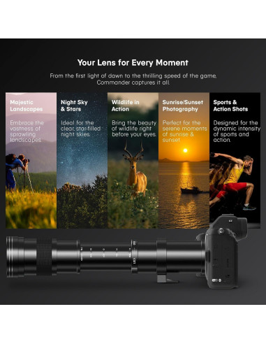 Lente Telefoto Zoom 420-800mm Commander Optics para Sony