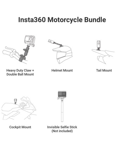 Cámara de Acción 360 Insta360 X3 con Accesorios para Motocicleta