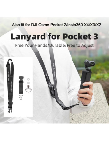 Cinta de Nylon Ajustable Wtohoby para DJI Pocket 3/2 - Correa de Cuello