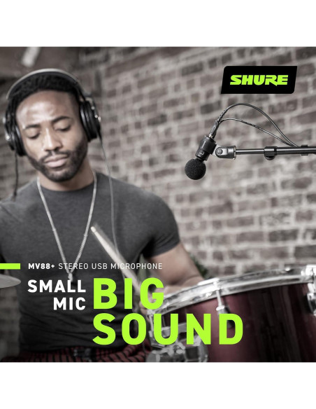 Micrófono USB Estéreo Shure MV88+ para Grabación y Streaming Micrófono USB Estéreo Shure MV88+ para Grabación y Streaming