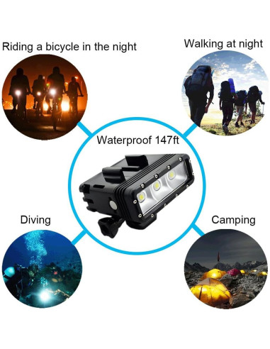 Luces Submarinas Suptig LED a Prueba de Agua 45m para GoPro
