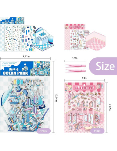 Kit de Pegatinas 3D DAPUTOU para Niños y Adultos - 10 Sets