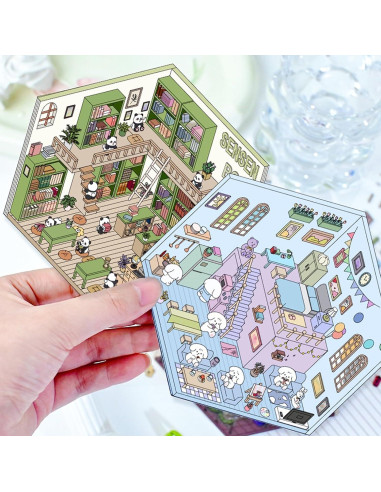Pegatinas 3D DIY WISHTIME - 4 Escenas Miniatura para Decorar