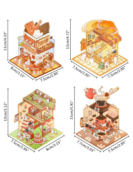 4 Sets Stickers 3D Casa Conejo BROVITI - Alivio Estrés 4 Sets Stickers 3D Casa Conejo BROVITI - Alivio Estrés