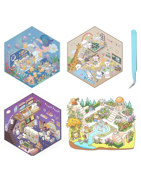 Kit de Pegatinas 3D DIY EUTVIBRP - 4 Escenas de Dibujo Animado Kit de Pegatinas 3D DIY EUTVIBRP - 4 Escenas de Dibujo Animado