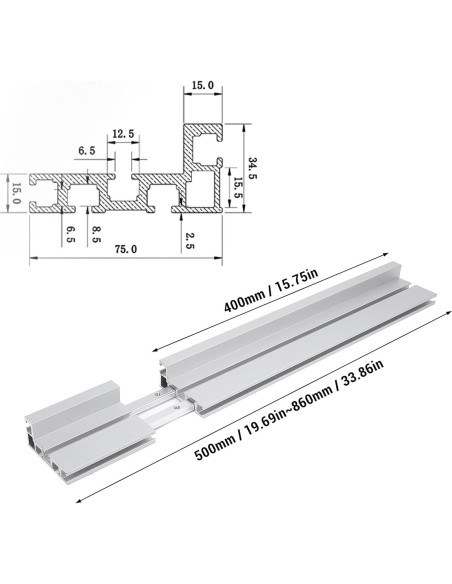 Guía de Inglete Telescópica Ajustable Genérico 50-86cm Aluminio Guía de Inglete Telescópica Ajustable Genérico 50-86cm Aluminio
