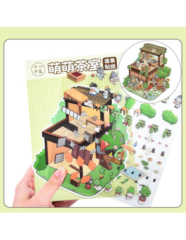 4 Sets Stickers 3D DIY Casa Escena BROVITI Vintage