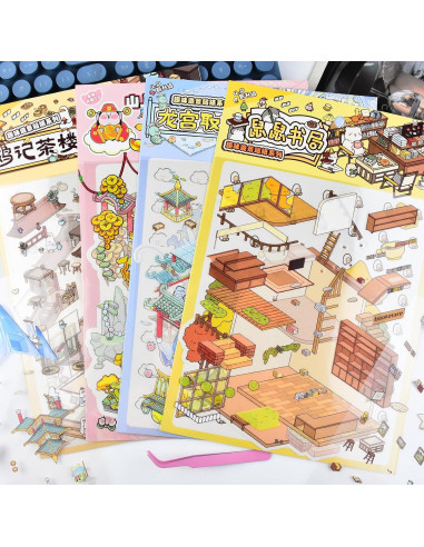 4 Sets Stickers 3D DIY Animales BROVITI para Mini Habitaciones