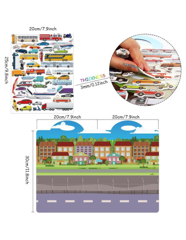 Juego de Stickers 3D de Transporte Tevxj - 100 Adhesivos Reutilizables