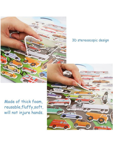 Juego de Stickers 3D de Transporte Tevxj - 100 Adhesivos Reutilizables