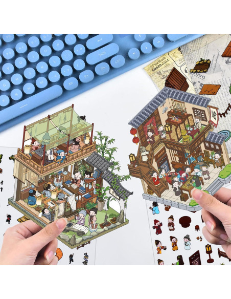 5 Juegos de Pegatinas 3D Vintage de Animales HOMICO - Mini Escenas 5 Juegos de Pegatinas 3D Vintage de Animales HOMICO - Mini Escenas