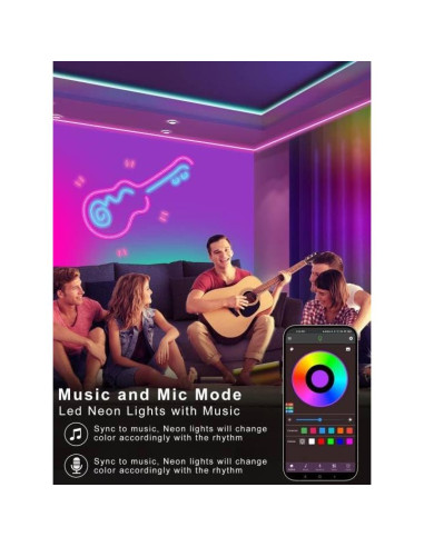 Tira LED Neón 10M NBBUFF RGB Control Remoto y App