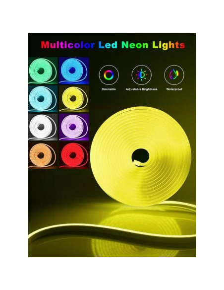 Tira LED Neón 10M NBBUFF RGB Control Remoto y App Tira LED Neón 10M NBBUFF RGB Control Remoto y App