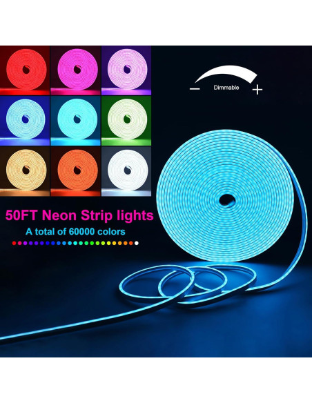 Tira LED Neón RGB 15m CCILAND con Control APP y Sincronización Musical Tira LED Neón RGB 15m CCILAND con Control APP y Sincronización Musical