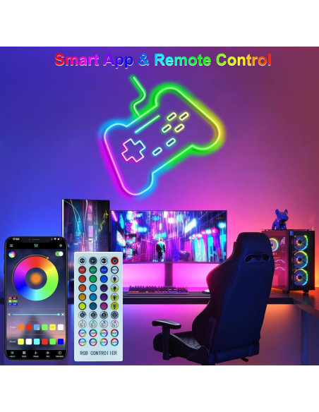 Tira LED Neón RGB 15m CCILAND con Control APP y Sincronización Musical Tira LED Neón RGB 15m CCILAND con Control APP y Sincronización Musical