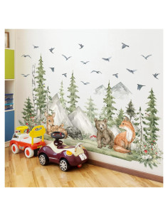 Vinilos de Pared Animales de Bosque AM AMAONM 4 Hojas 30x91 cm