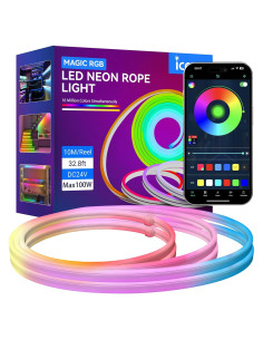 Tira de Luz LED Neón 20M RGB Icever Impermeable Control APP