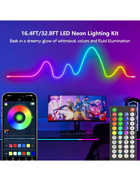 Tira de Luz LED Neón 20M RGB Icever Impermeable Control APP Tira de Luz LED Neón 20M RGB Icever Impermeable Control APP