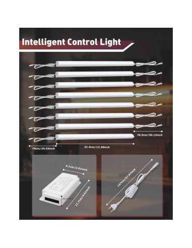 Barras de Luz LED Cefrank 30cm V-Forma 16W 1600L Blanco Cálido