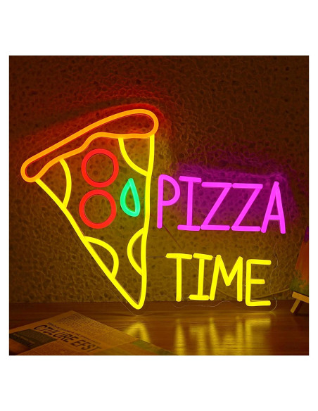 Cartel de Neón Pizza Time LED 42x32 cm para Decoración Cartel de Neón Pizza Time LED 42x32 cm para Decoración