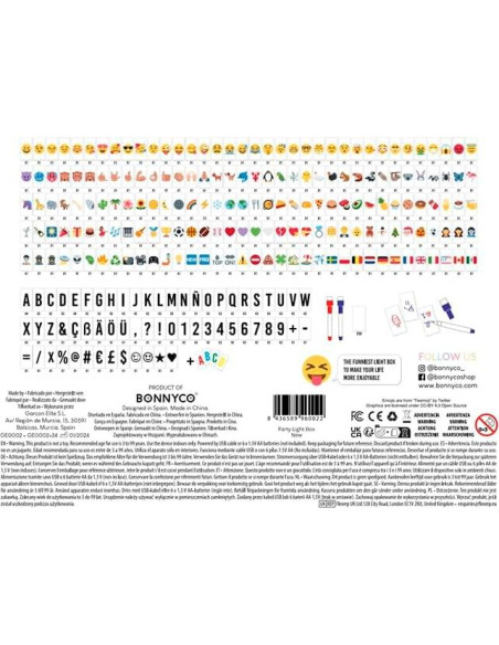 Caja de Luz LED Multicolor BONNYCO con 400 Letras y Emojis Caja de Luz LED Multicolor BONNYCO con 400 Letras y Emojis